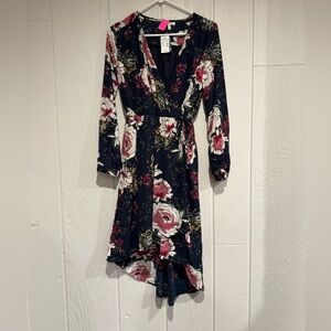 Maurice’s Navy Floral Long Sleeve Wrap Dress